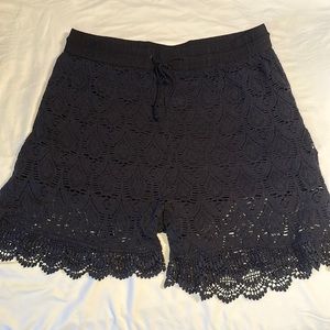 Lined Black Lace-Style Shorts